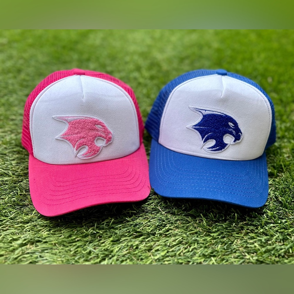 Fuzzy Bobcat Chenille Patch Trucker Hats (Various Styles)